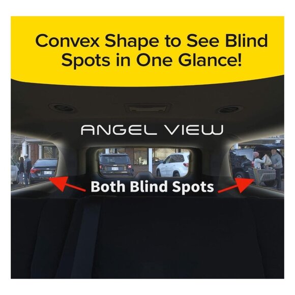Wide View Rearview Mirror Angel View 12" Curved Reduces Blind Spots Fits Most - Picture 6 of 6